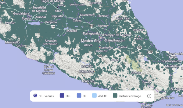 AT&T coverage map of Mexico City