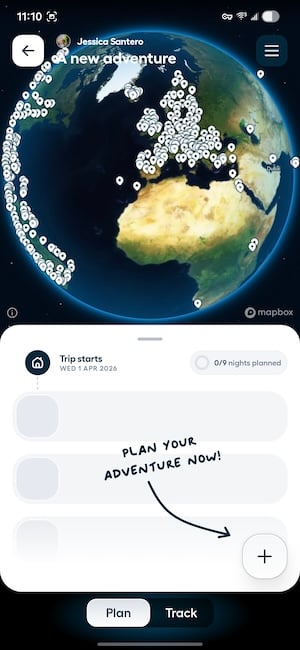Polarsteps AI itinerary planner showing a suggested trip route and stops