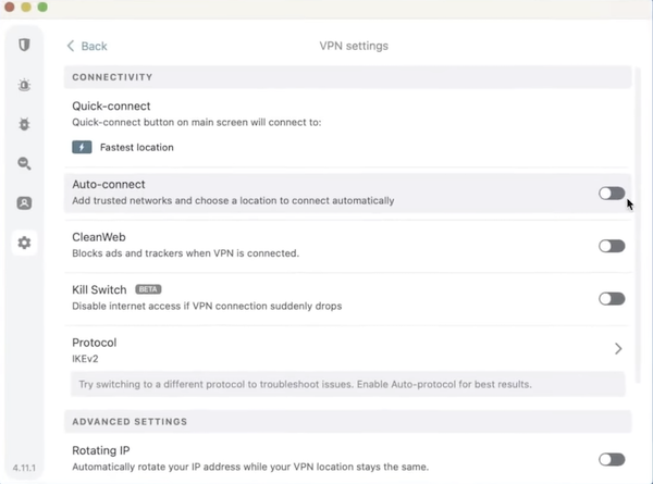 Surfshark VPN desktop interface showing server list and unlimited device connection option