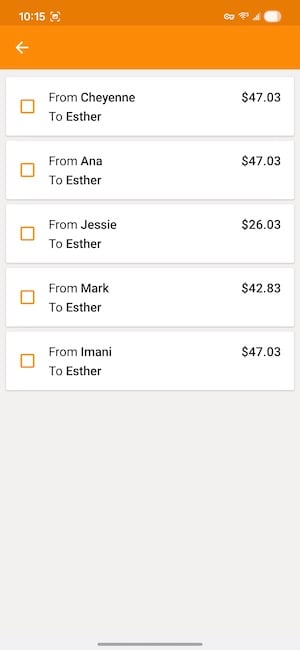 Splid expense breakdown showing a clear summary of who owes what