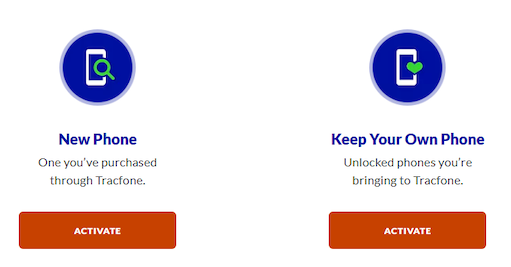 Tracfone online activation page at tracfone.com