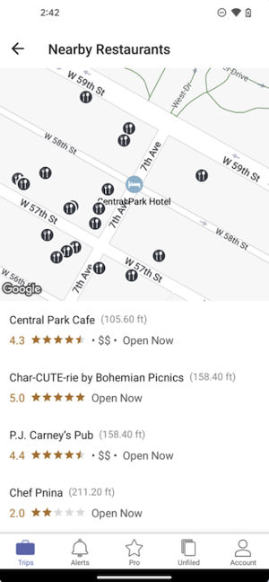 Tripit map in the app