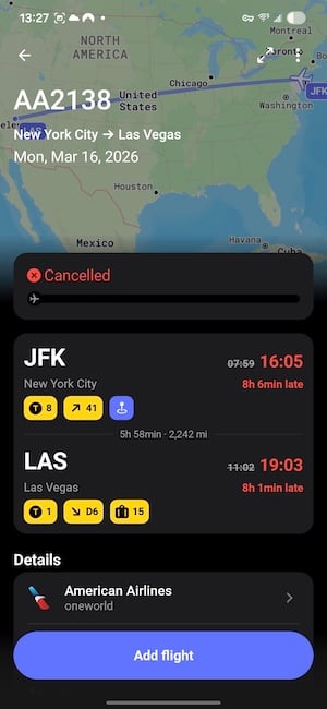 Screenshot of the byAir app showing airport options with delay index and weather