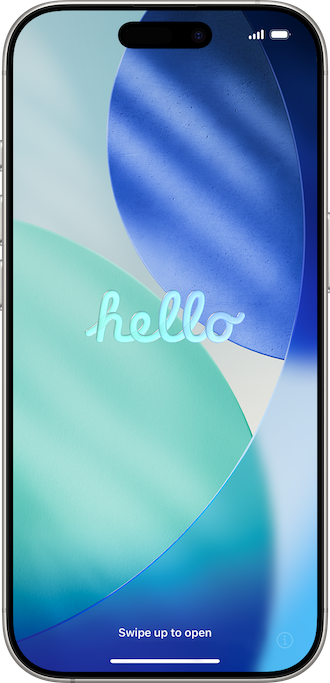 iPhone 16 showing Hello setup screen