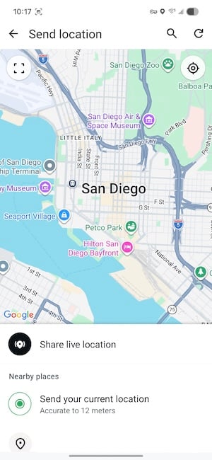 WhatsApp live location sharing map view showing real-time position