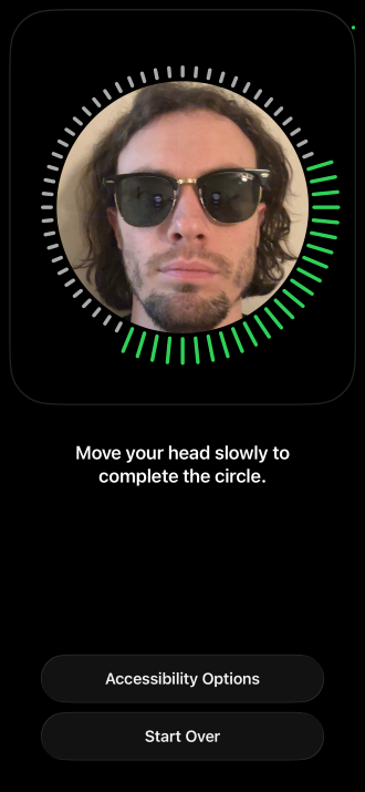 Creating an Alternate Appearance wearing sunglasses.