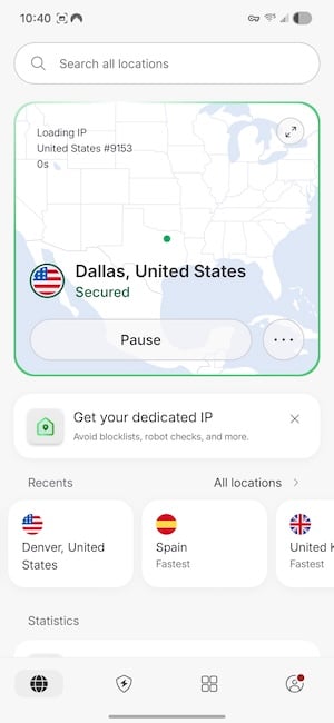 NordVPN mobile app showing the autoconnect feature