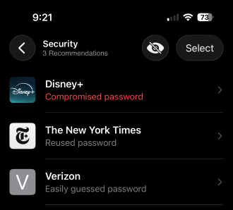 Apple's three types of password alerts