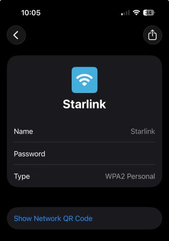 Show Network QR Code option in the Passwords app
