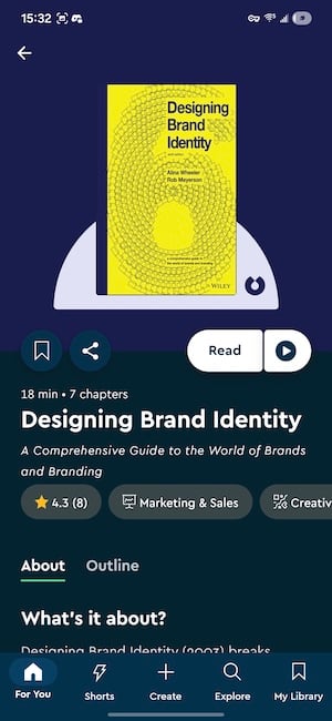 Blinkist app showing daily blink audio player and book library