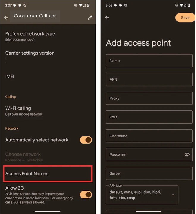 step 4 to set  apn settings