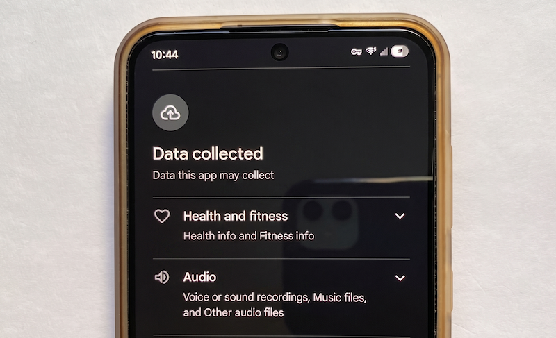 an image of instagram's data collection on my Samsung S24