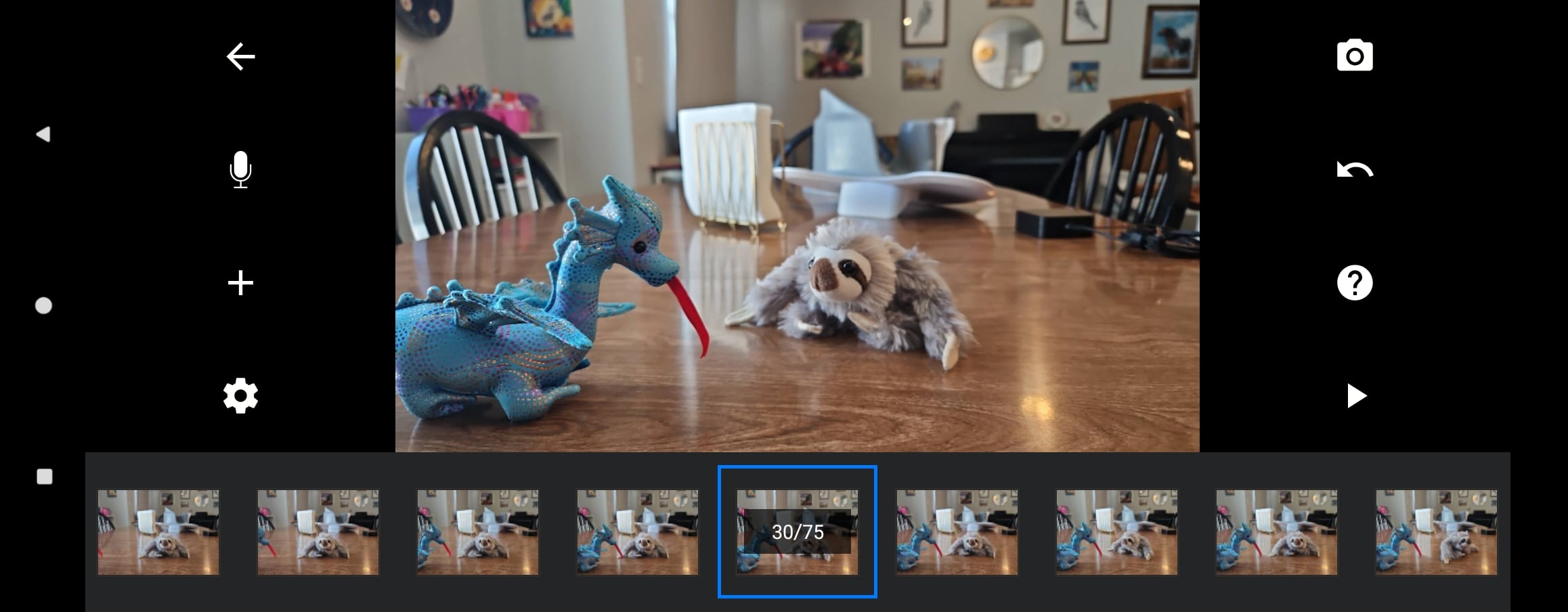 Screenshot of Stop Motion Studio project view showing completed video frames.