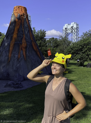 Before and after using the S24 FE's AI Object Eraser at Pokémon Go Fest