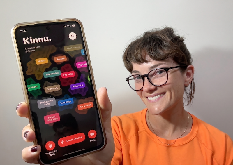 Testing of Kinnu on screen by Jessica Santero Jessica testing Kinnu on a Samsung Device