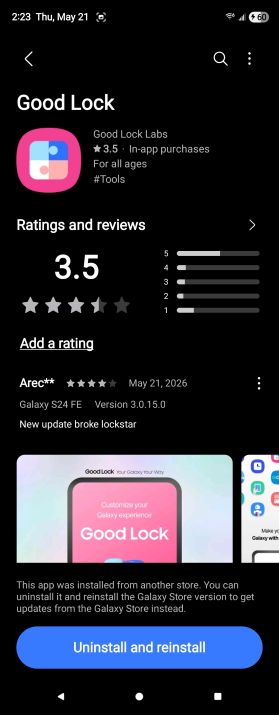 Good Lock download screen in Galaxy Store