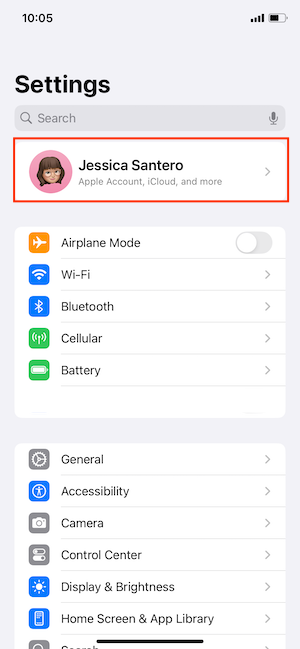 To find your iPhone subscriptions, open Settings and tap your profile image.