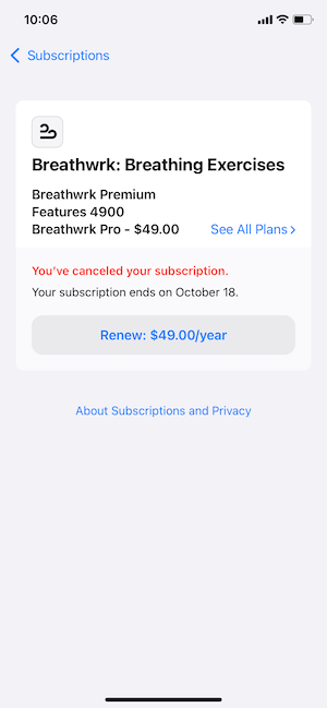 Tap on each active subscription if you want to cancel or check the expiration date.