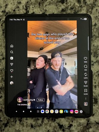 Extreme bezels for video playback on the inner screen of a Galaxy Z Fold5, image one