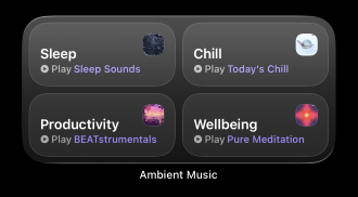 Ambient Music widget on iPhone home screen