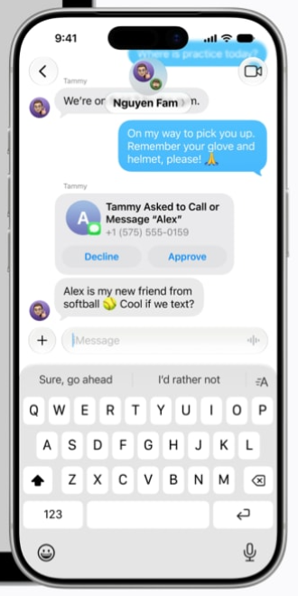 Ask to Approve contact feature on iPad and iPhone.