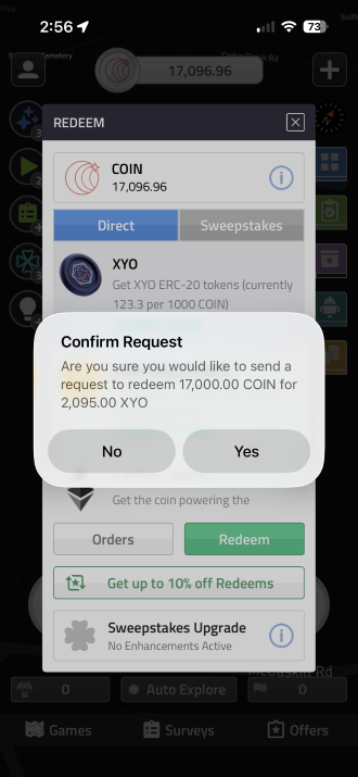 Exchanging COIN for XYO on the COIN app
