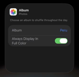 Enabling full color images in the Photos widget settings