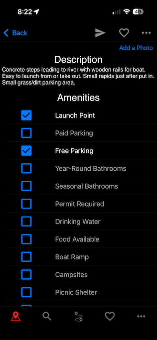 Screenshot of GoPaddling trip planner showing itinerary creation.