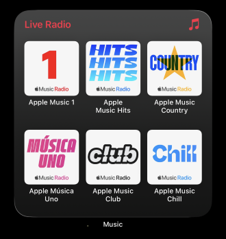Live Radio widget in iOS 26 on iPhone home screen