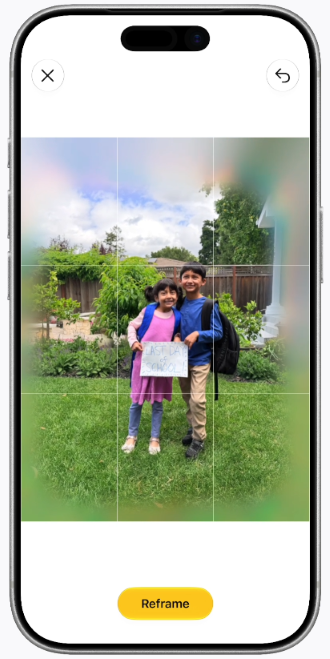 Photos app Reframe editing feature.