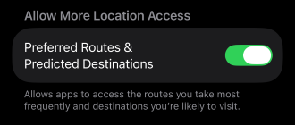 Enabling Preferred Routes and Predicted Destinations in the Settings app