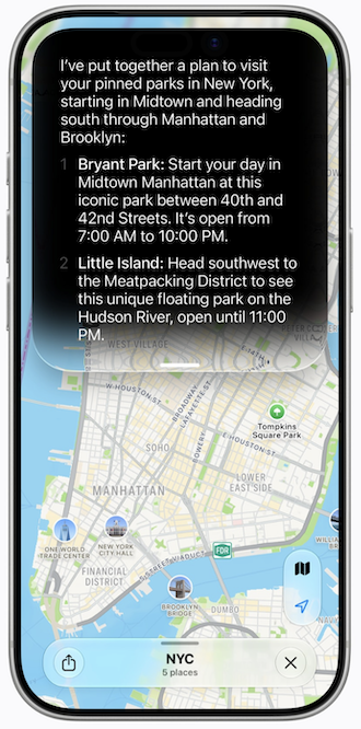 Siri AI chat on Maps app.