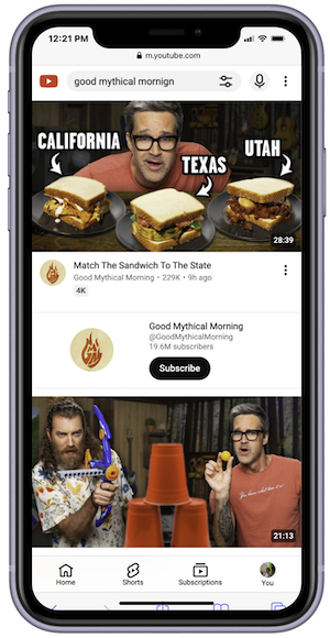 YouTube Kids home screen showing the content level settings and curated video categories