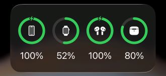 AirPod battery widget on iOS 26