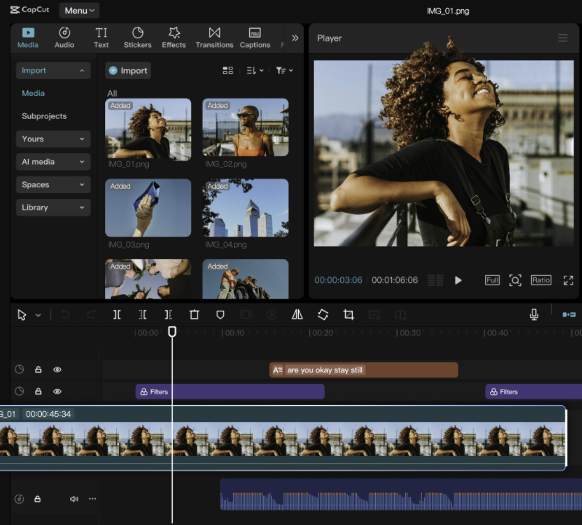 CapCut Pad video editing interface open on an unfolded foldable phone