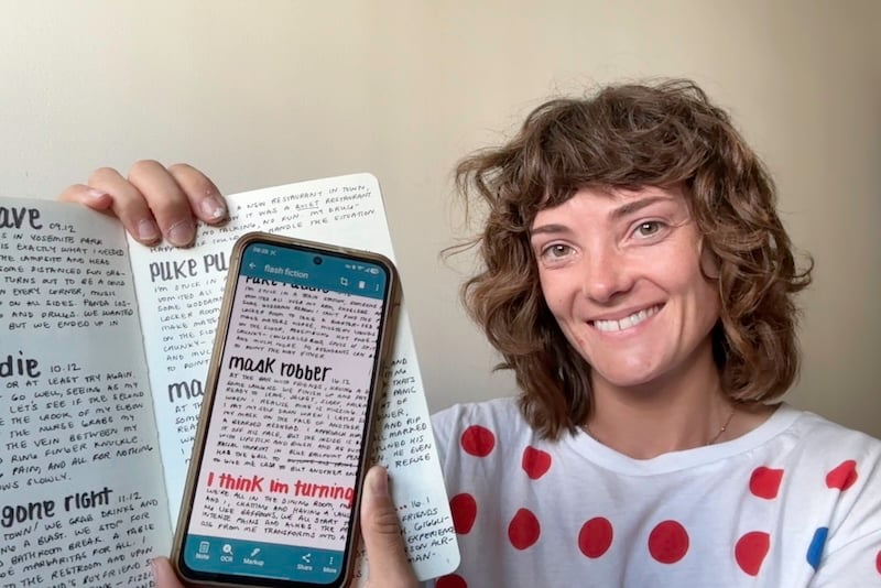 Jessica Santero scanning notes with NoteBloc