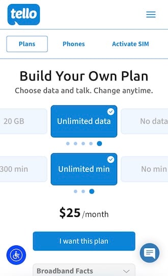 Building your own plan on the Tello Mobile website. Building your own plan on the Tello Mobile website.