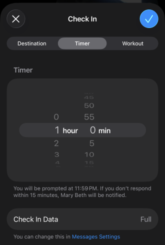 Timer Check In setup