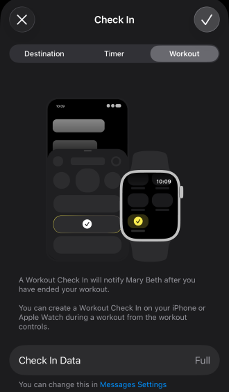 Work out Check In setup