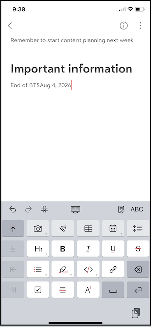 Bear notes app interface showing formatted notes with headers and tags
