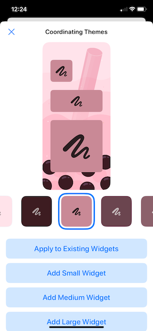 Strawberry boba themed wallpaper and widgets on iPhone Home Screen