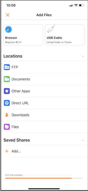 Adding video files to Infuse from a cloud storage service