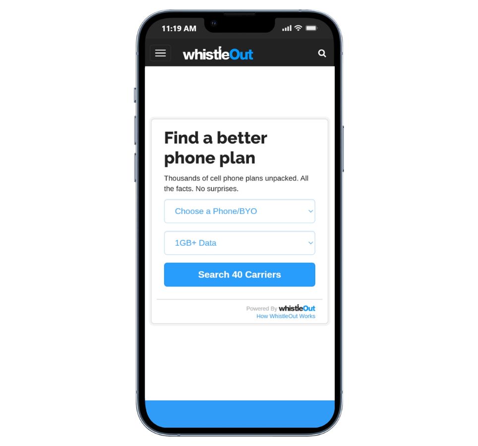Whistleout Mobile Widget