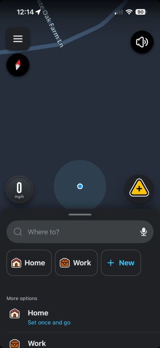 Waze app interface showing a planned route.