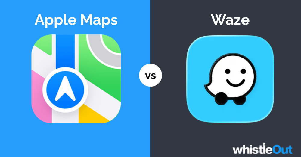 Apple Maps icon next to the Waze logo.