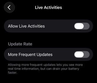 Disabling Live Activities toggle in iPhone Settings