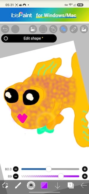 Goldfish with bubble eyes painted in ibisPaint X
