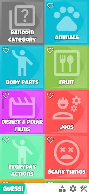Guess category selection Guess category selection