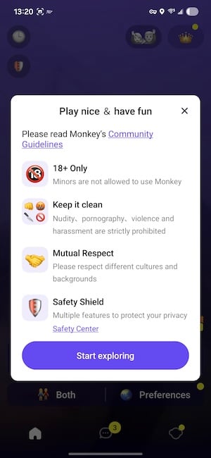 Screenshot of Monkey app rules screen
