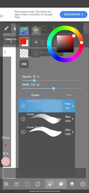 Eraser options in MediBang Paint Screenshots of MediBang Paint